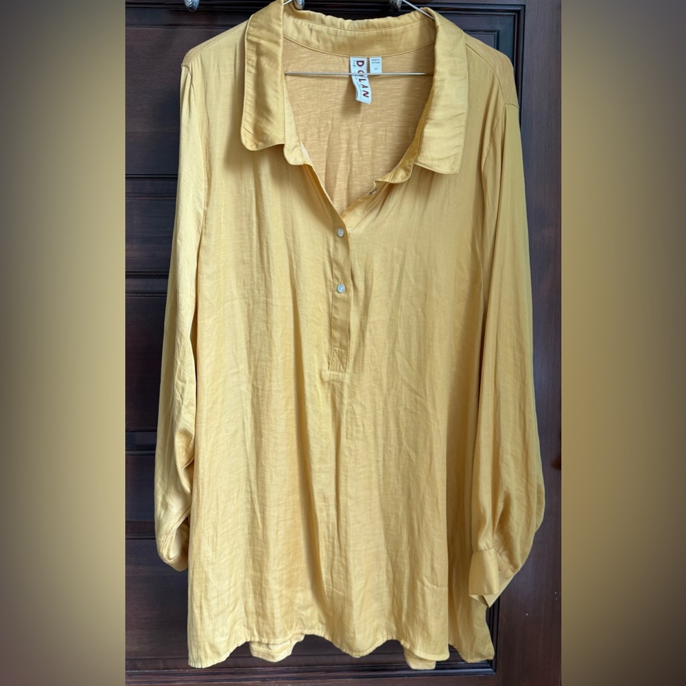 Dolan Anthropologie Yellow 3/4 Sleeve Polo Collar Tunic